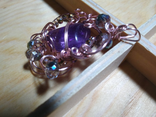 Amethyst and Crystals Rose Gold Pendant