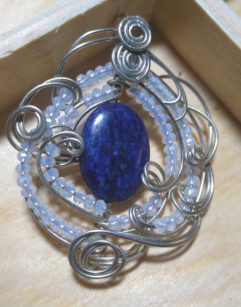Blue Serenity Lapis and Opalite Pendant