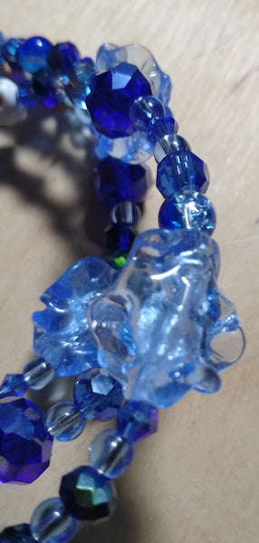 Heavenly Cobalt Lampwork and Crystal Bracelet with Skulls