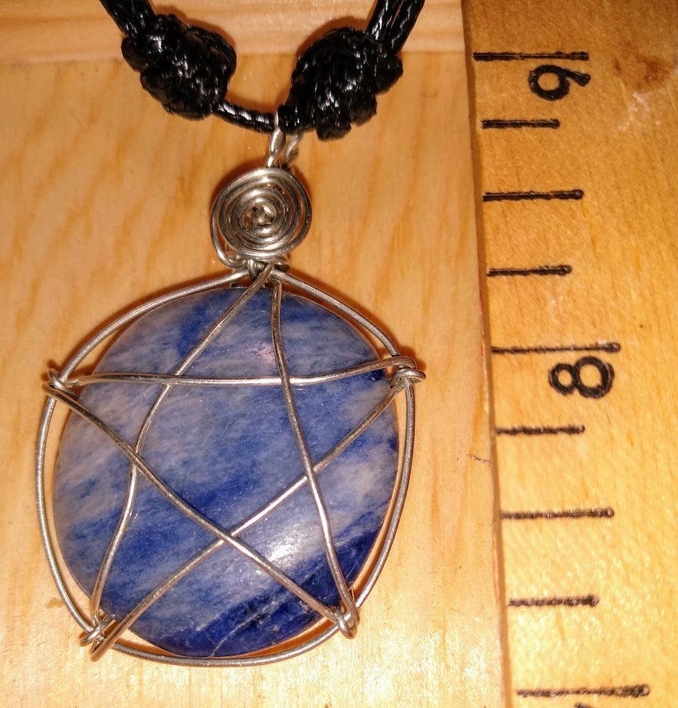 Rock Star Pendant-- Sodalite and Silverplate Wire