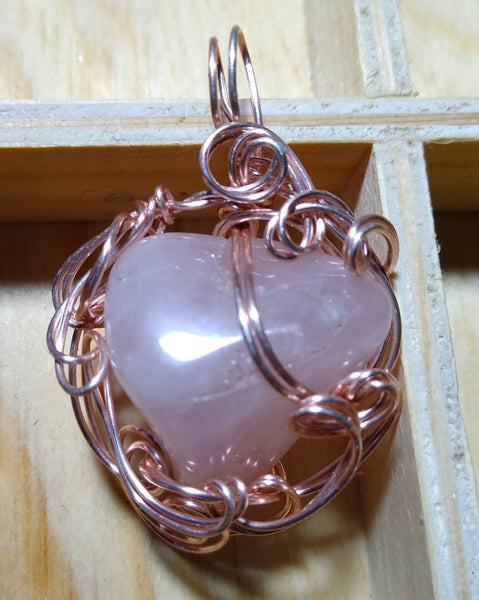 A Rose is a Rose-- Rose Quartz in Rose-gold plated wire