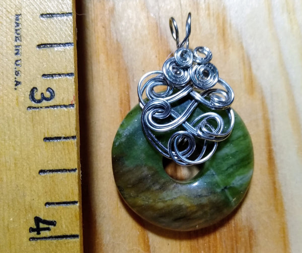 Celtic Fairystone Pendant-- Green and Brown Jasper