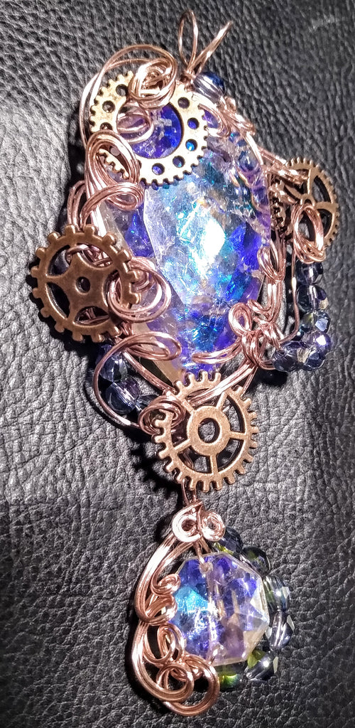 The Formal Engineer pendant...art glass and rose-gold plated wire