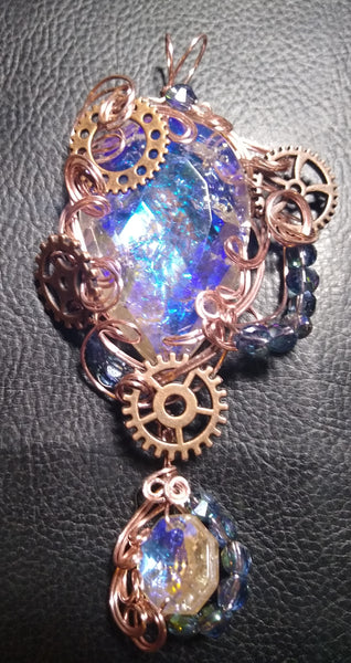 The Formal Engineer pendant...art glass and rose-gold plated wire