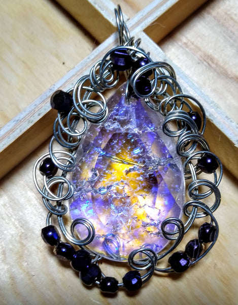 Purple from Light To Dark To Light Art Glass Pendant