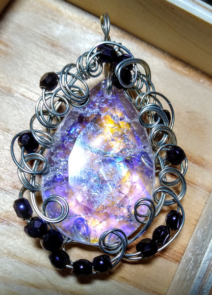 Purple from Light To Dark To Light Art Glass Pendant