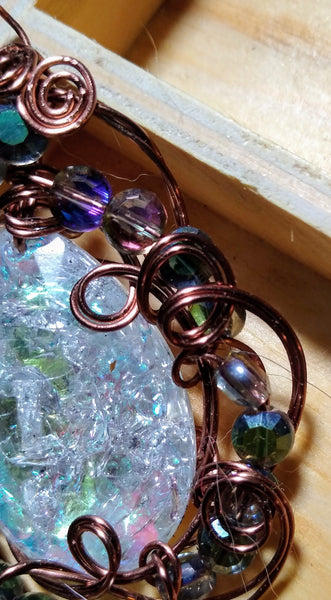 Copper Light Through Rain --Vintage Art Glass Pendant
