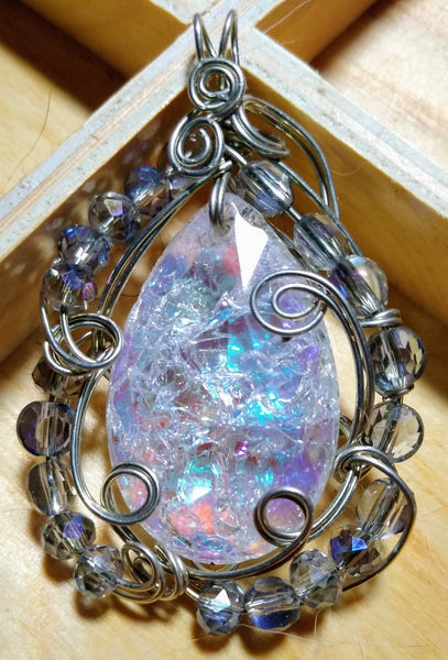 Light Through Rain --Vintage Art Glass Pendant