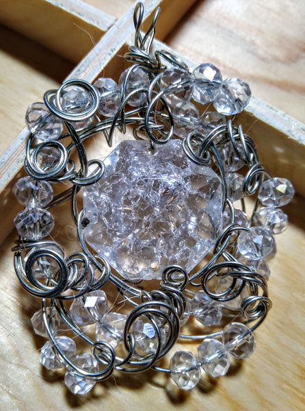 Shades of Snow --Vintage Art Glass Pendant