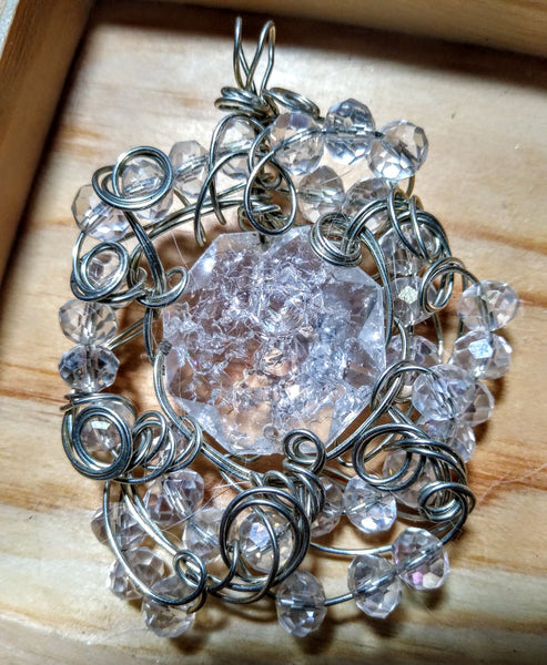 Shades of Snow --Vintage Art Glass Pendant