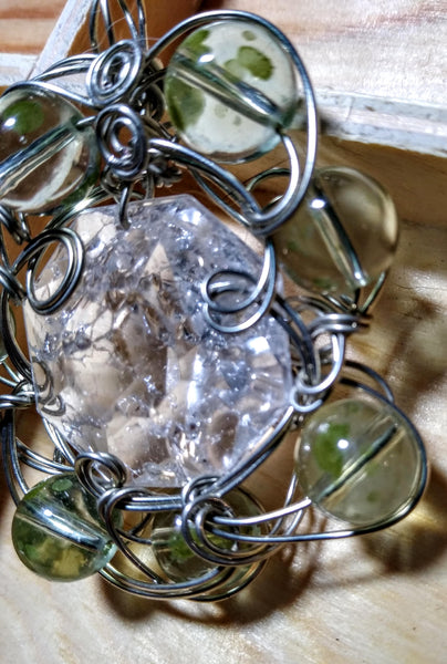 Moss And Water --Vintage Art Glass Pendant