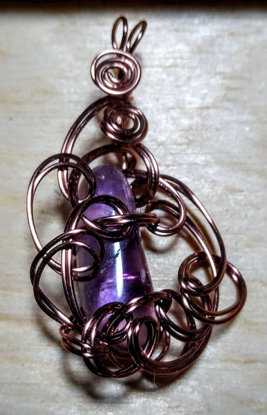 Antiqued Copper and Amethyst Pendant