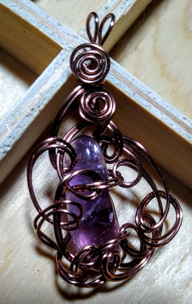 Antiqued Copper and Amethyst Pendant