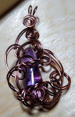 Antiqued Copper and Amethyst Pendant