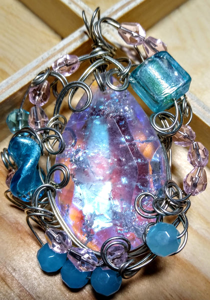 Caribbean Mermaid Art Glass Pendant