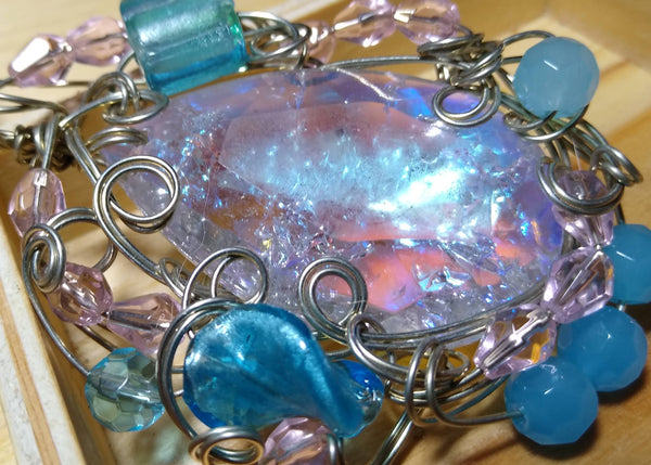 Caribbean Mermaid Art Glass Pendant