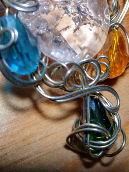 Stand With Pride Rainbow Art Glass Pendant