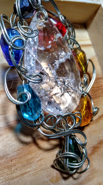 Stand With Pride Rainbow Art Glass Pendant