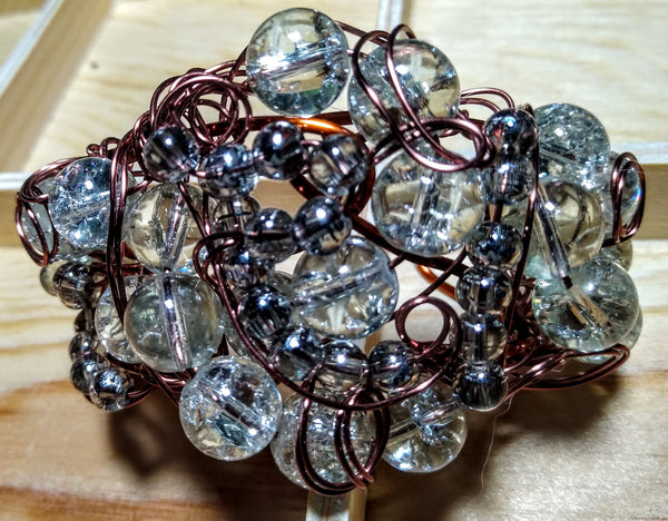 Late Fall Rain Cuff Bracelet-- Czech beads and Copper