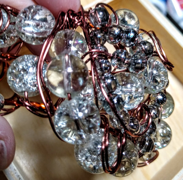 Late Fall Rain Cuff Bracelet-- Czech beads and Copper