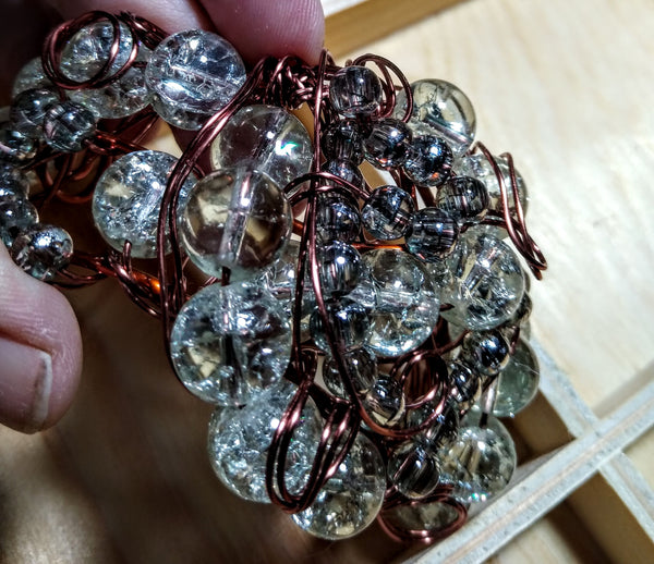 Late Fall Rain Cuff Bracelet-- Czech beads and Copper