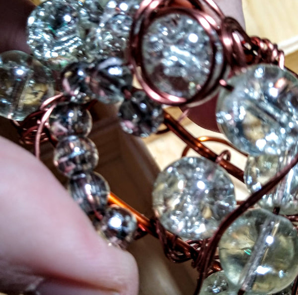 Late Fall Rain Cuff Bracelet-- Czech beads and Copper