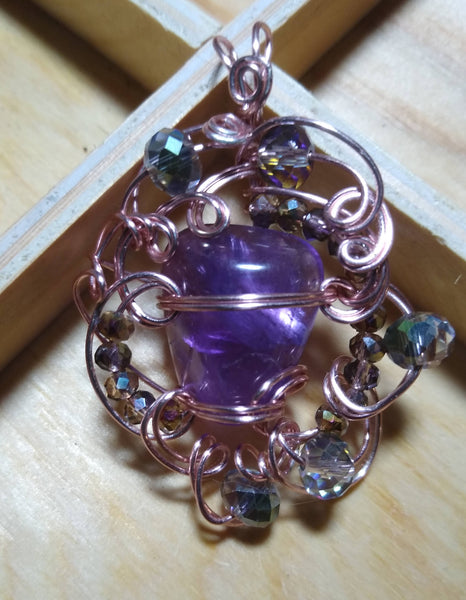 Amethyst and Crystals Rose Gold Pendant