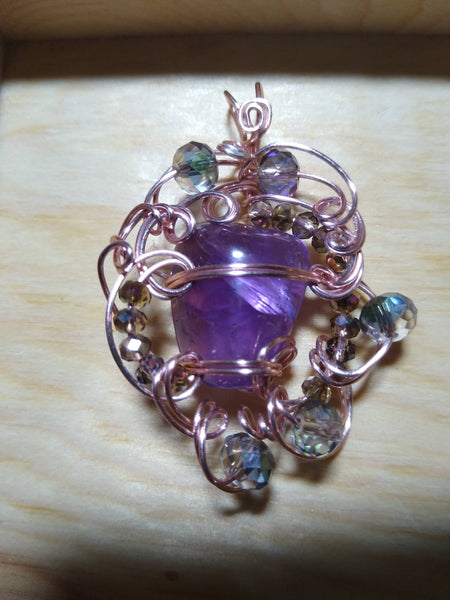 Amethyst and Crystals Rose Gold Pendant