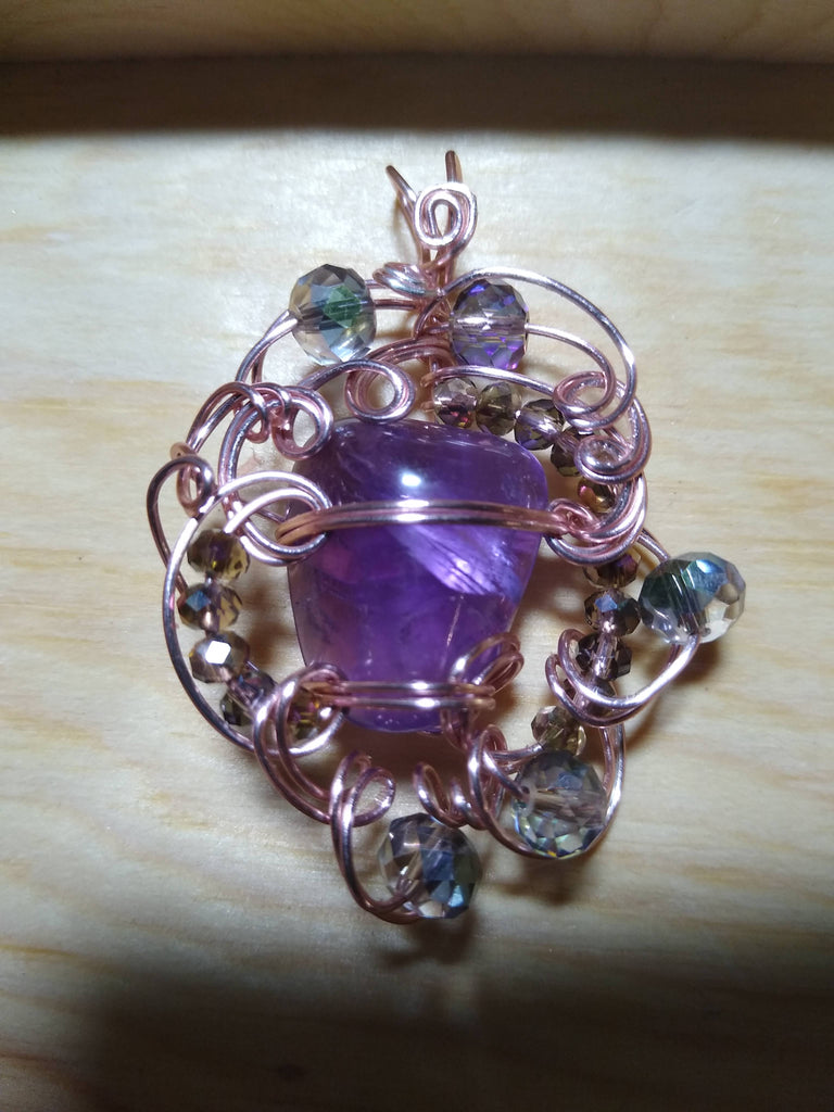 Amethyst and Crystals Rose Gold Pendant