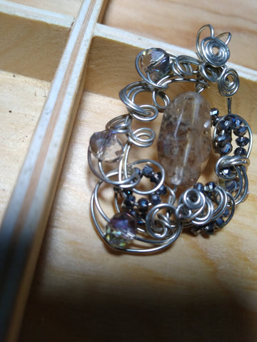 Rutilated Quartz and Czech Glass Pendant