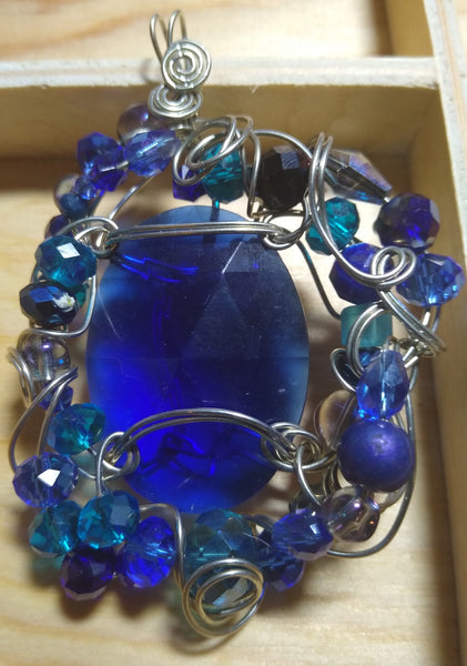 Shades and Shades and Shades of Blue Art Glass Pendant