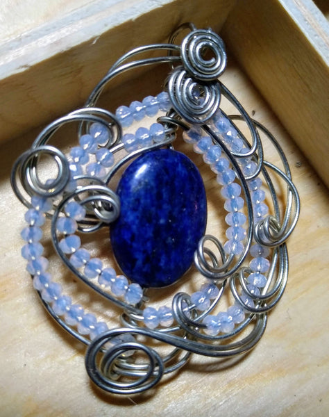 Blue Serenity Lapis and Opalite Pendant