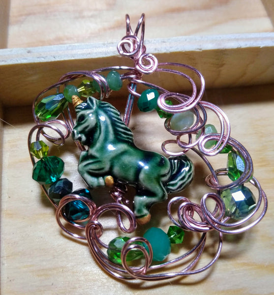 Green Gaia Unicorn Pendant