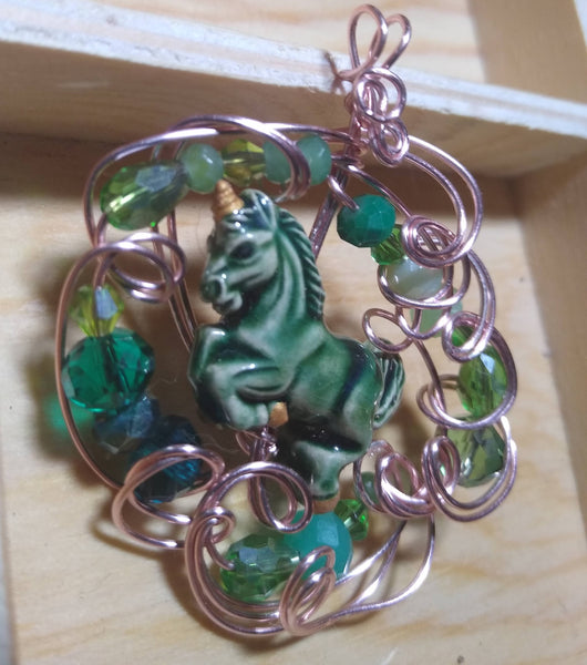 Green Gaia Unicorn Pendant