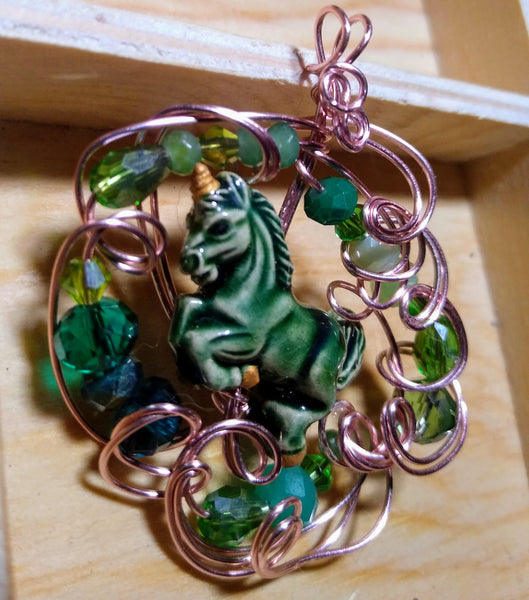 Green Gaia Unicorn Pendant