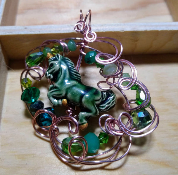 Green Gaia Unicorn Pendant