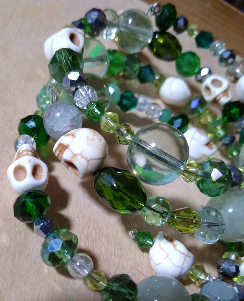 Gothic Green Hedgewitch Bracelet With Skulls