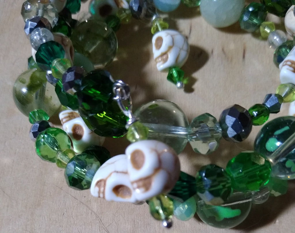 Gothic Green Hedgewitch Bracelet With Skulls