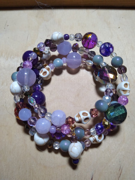 Christopher's Madly Purple Gothic Bracelet With Skulls