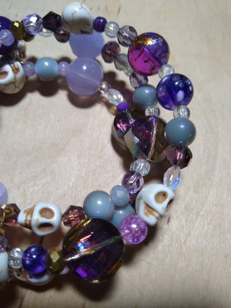 Christopher's Madly Purple Gothic Bracelet With Skulls