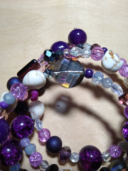 Intensely Purple Crystal Gothic Bracelet With Skulls