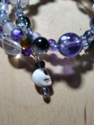 Misty Purples and Lavenders Crystal Gothic Bracelet With Skulls