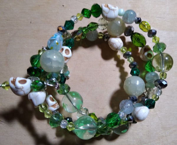 Hedgewitch Spring Green Crystal Gothic Bracelet With Skulls