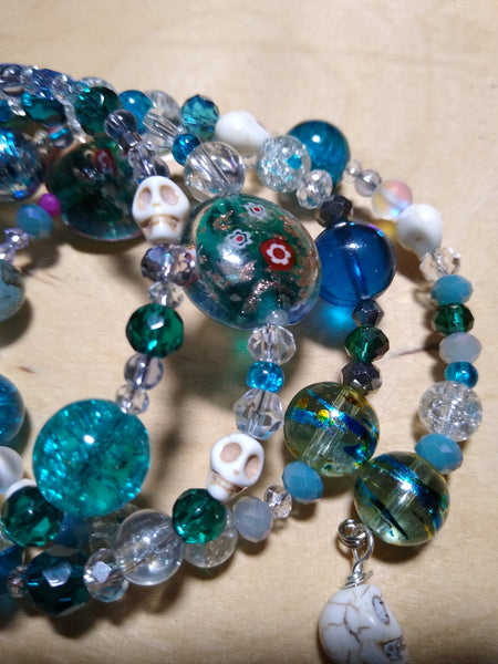The Siren's Garden--Crystal Gothic Bracelet With Skulls