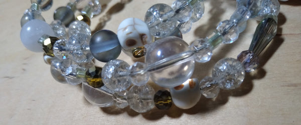 All the Rainbows with Antique Gold Crystal Gothic Bracelet With Skulls