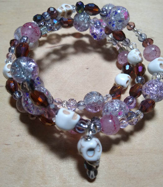 Cherry Vanilla and Root Beer Float Crystal Gothic Bracelet With Skulls