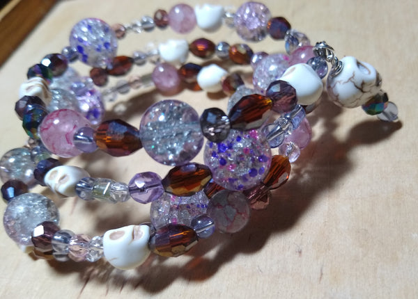 Cherry Vanilla and Root Beer Float Crystal Gothic Bracelet With Skulls