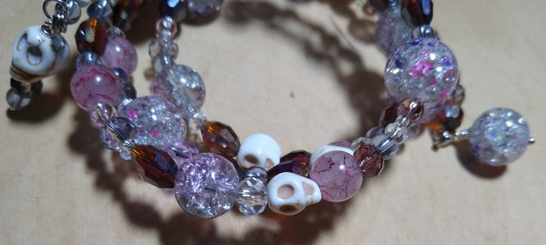 Cherry Vanilla and Root Beer Float Crystal Gothic Bracelet With Skulls