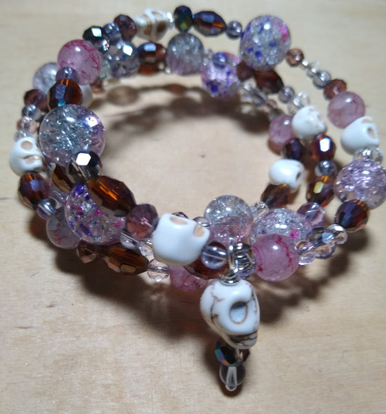 Cherry Vanilla and Root Beer Float Crystal Gothic Bracelet With Skulls