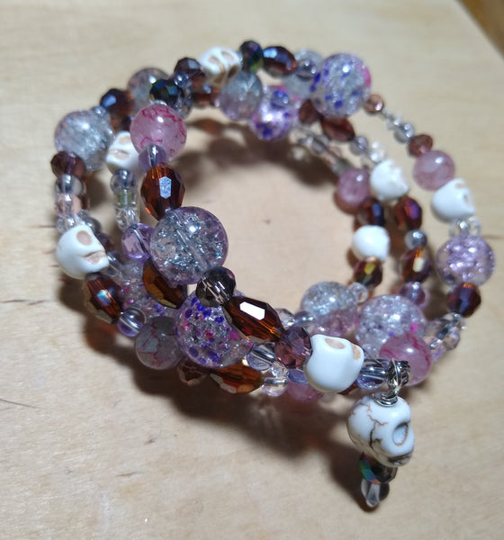 Cherry Vanilla and Root Beer Float Crystal Gothic Bracelet With Skulls